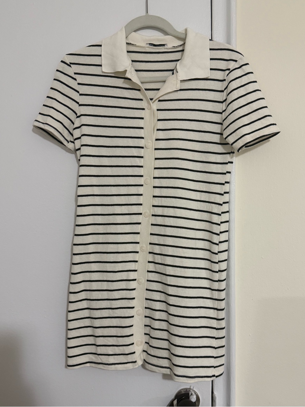Zara Striped Polo Button-Down Mini Dress
